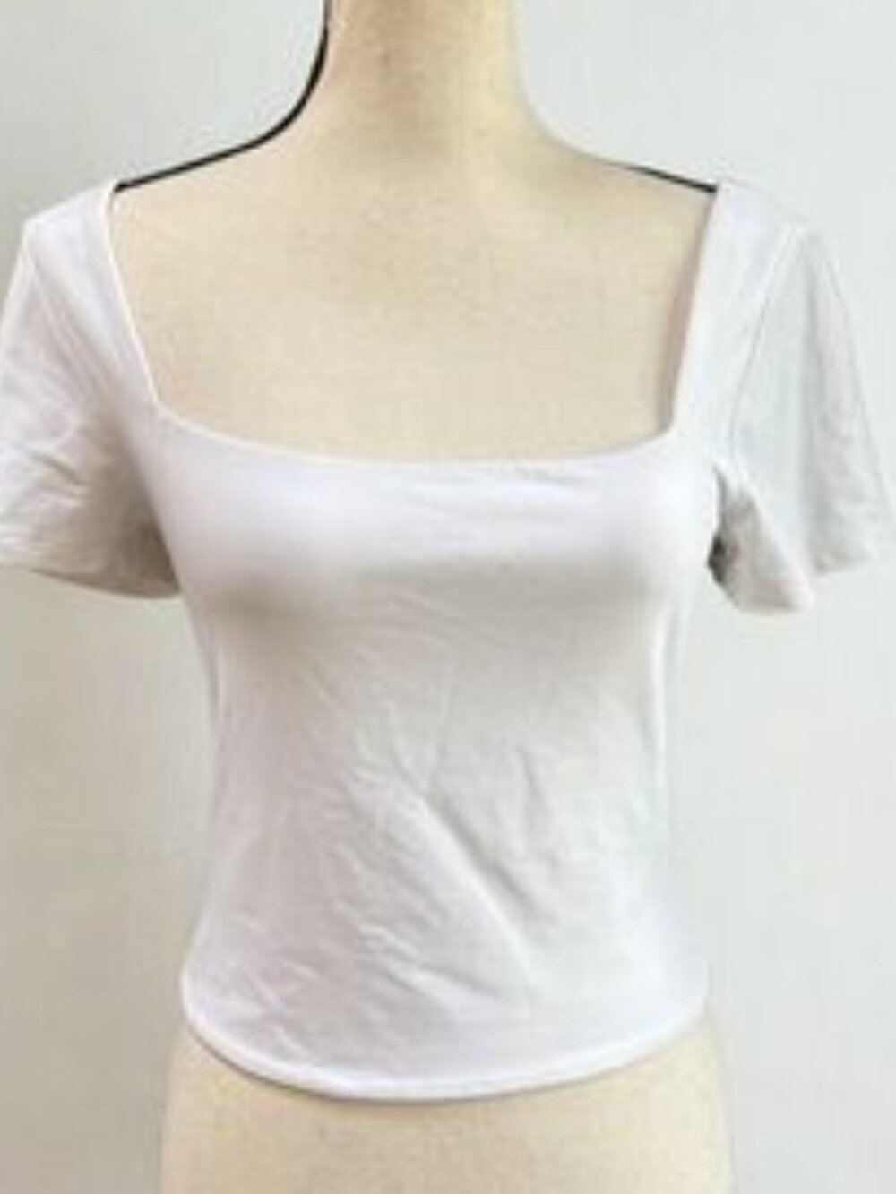White Square-Neck Short Sleeve Tee